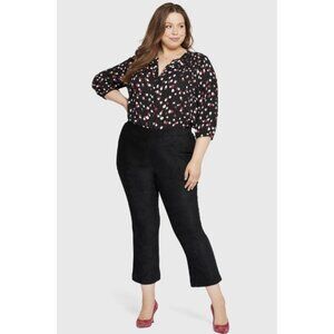 NYDJ Pull-On Ankle Slim Bootcut Faux Suede Pants Black ( 16W )